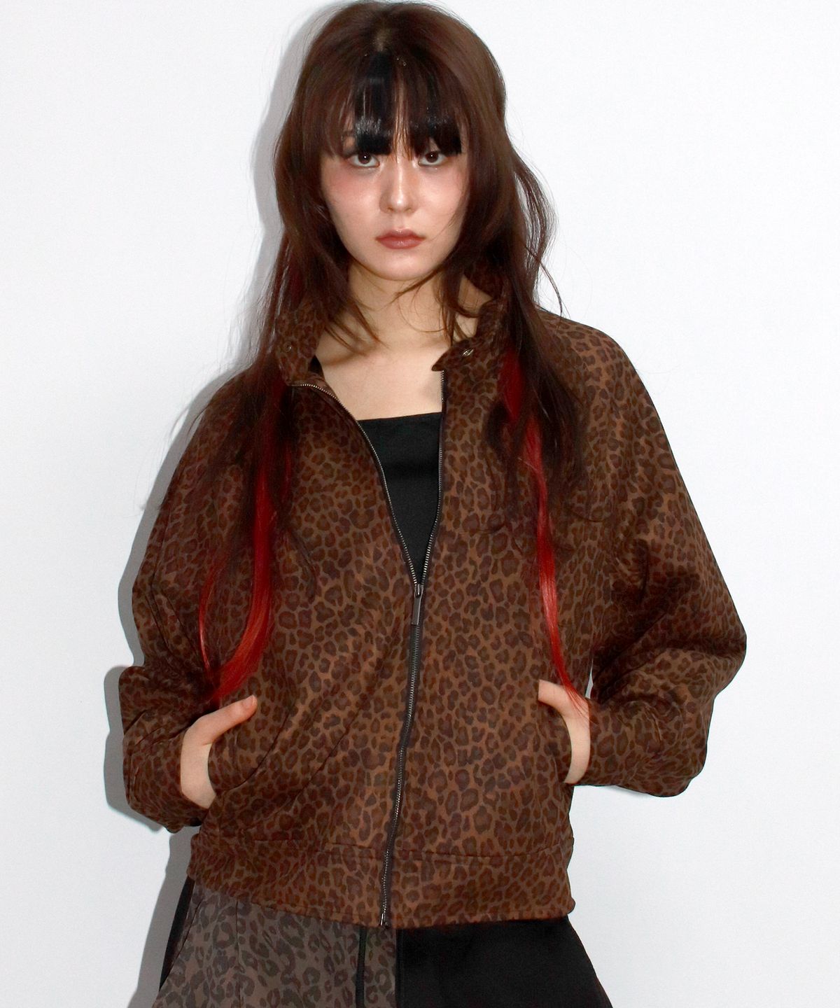 드마크(DEMARC) Whole Leopard rider blouson synthetic leather jacket -  Brown
