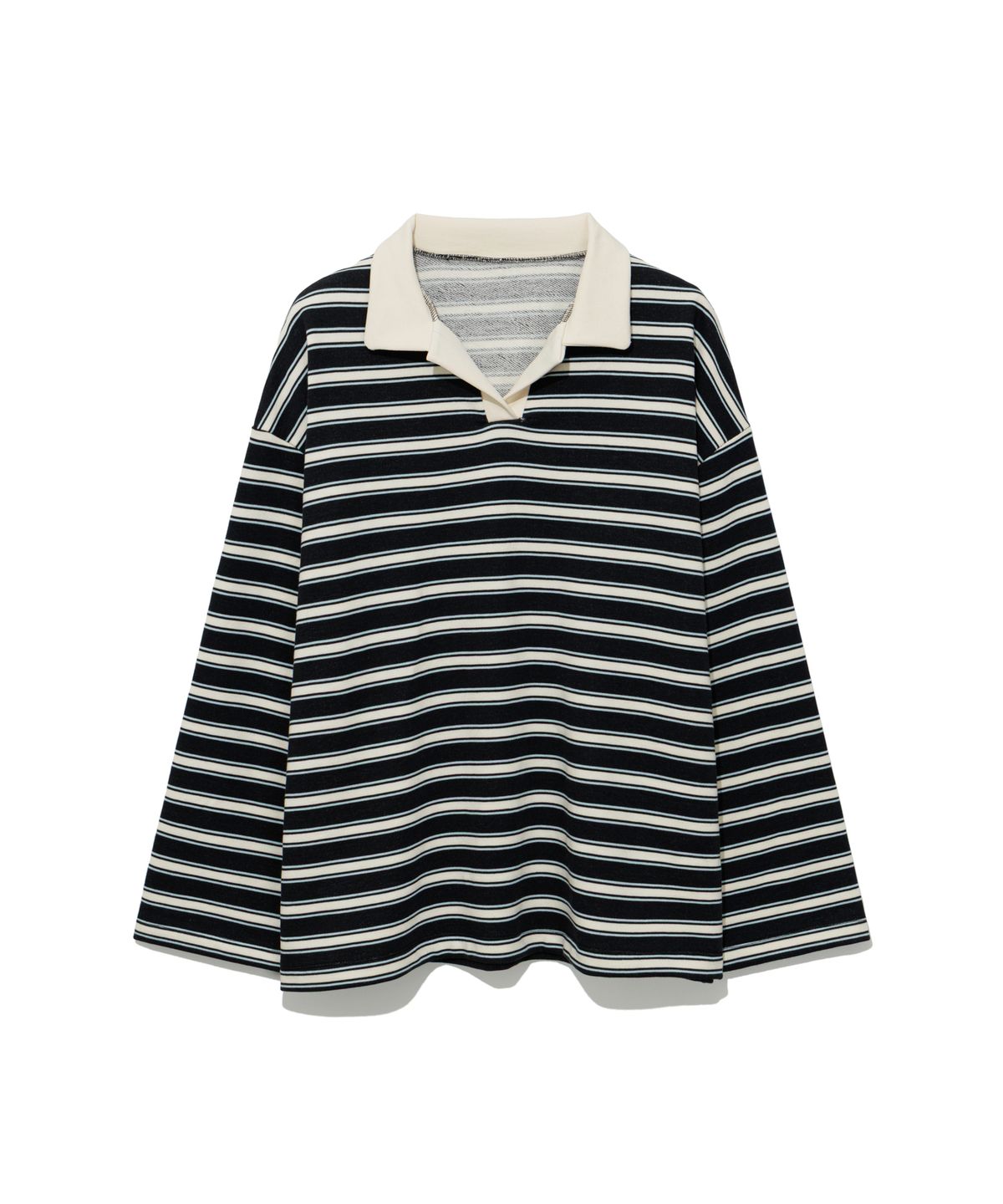 모아(MOAA) Harbor Stripe Collar Tee (BLACK)
