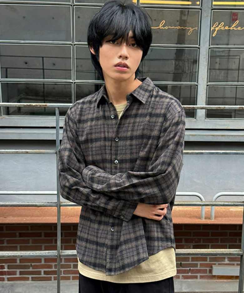 빈티지 체크 셔츠[차콜]