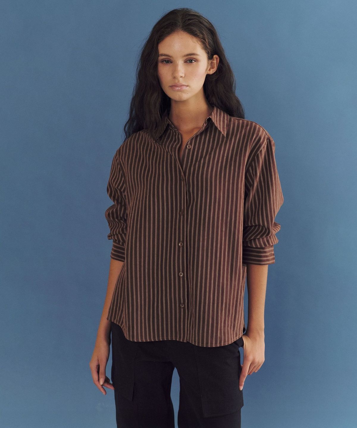 앤니즈(ANDNEEDS) Common stripe shirt (brown)
