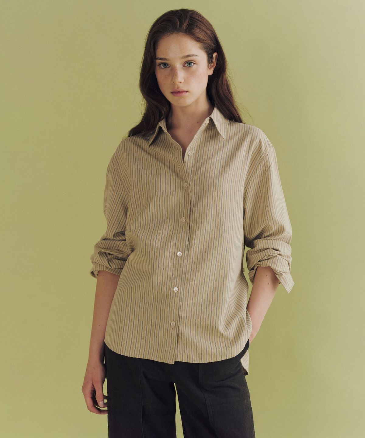 앤니즈(ANDNEEDS) Common stripe shirt (beige)