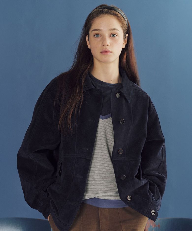 Matt suede jacket (navy)