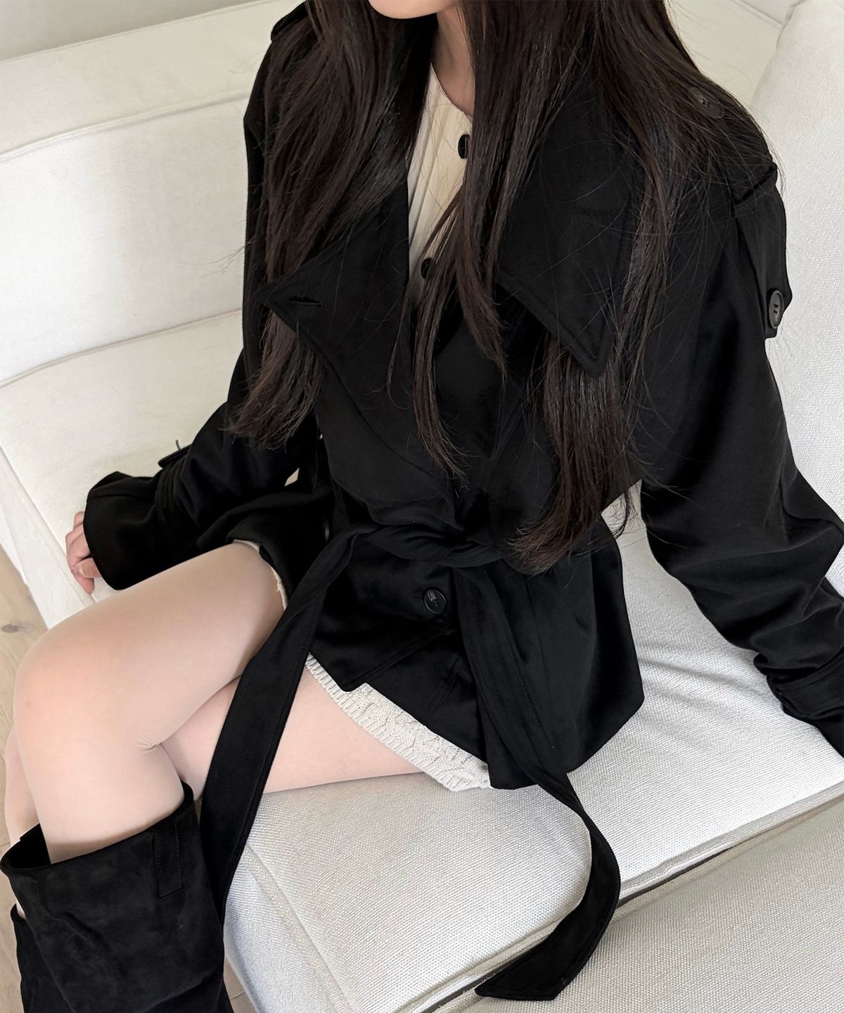힐다(HILLDA) L’amant Trench Coat [Black]