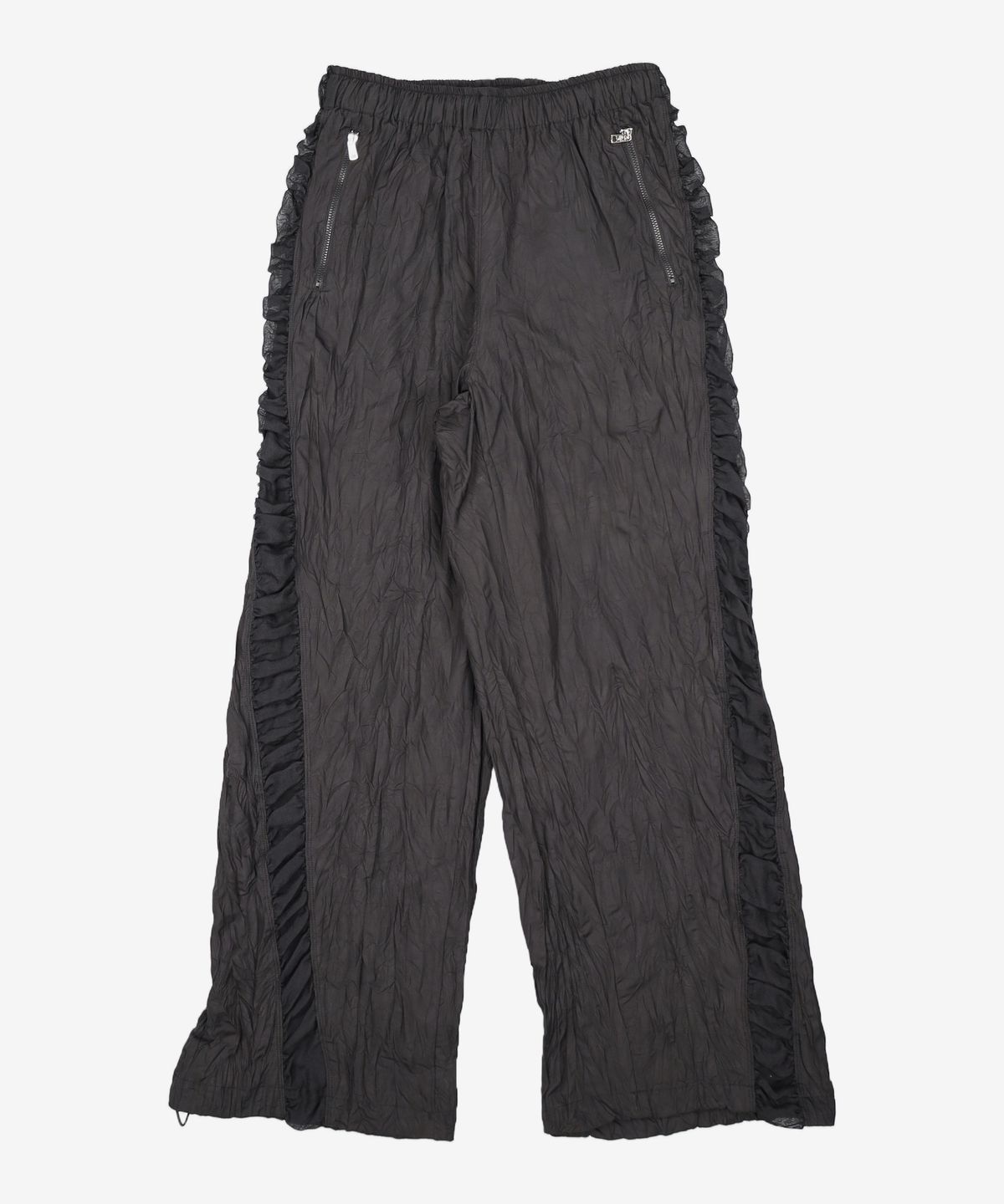 김미더영(GIMMETHEYOUNG) G_SHEER SHIRRING TEXTURE PANTS / BLACK ONESIZE