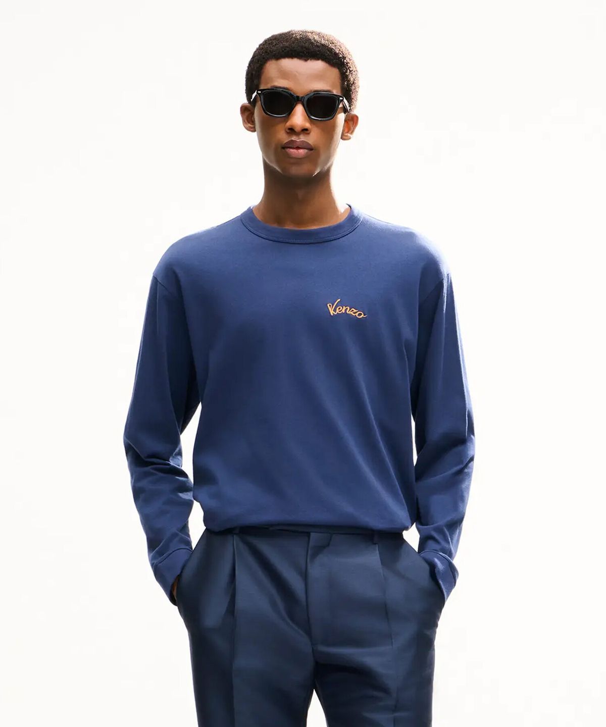 겐조(KENZO) 남성 에펠 타워 디자인 롱 슬리브 티셔츠_K266AMTE05DBX