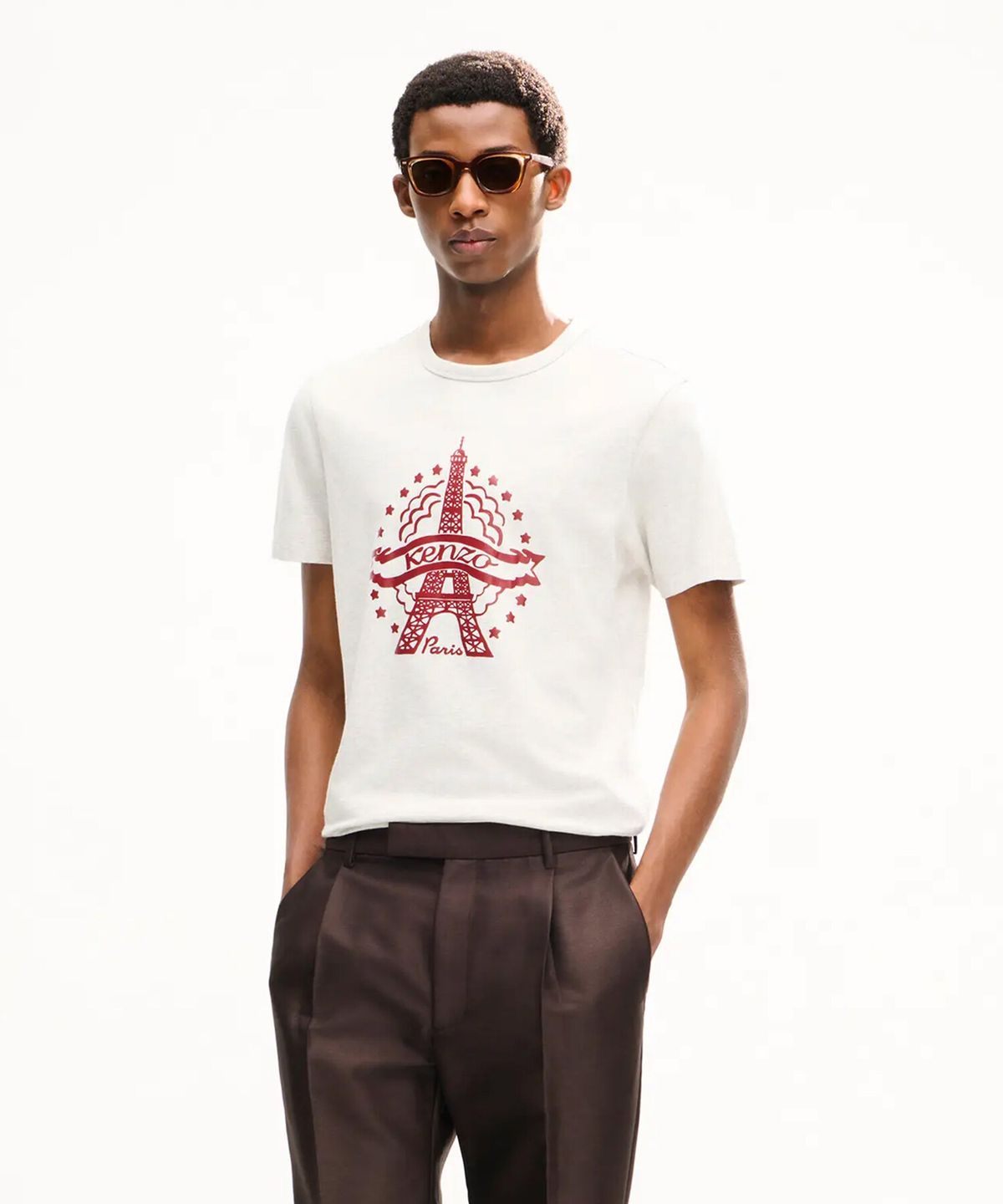 겐조(KENZO) 남성 에펠 타워 디자인 슬림 반팔 티셔츠_K266AMTE03LGX