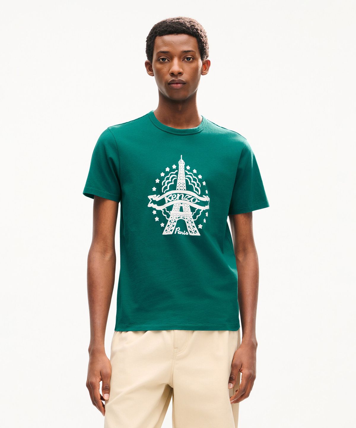 겐조(KENZO) 남성 에펠 타워 디자인 슬림 반팔 티셔츠_K266AMTE02GNX
