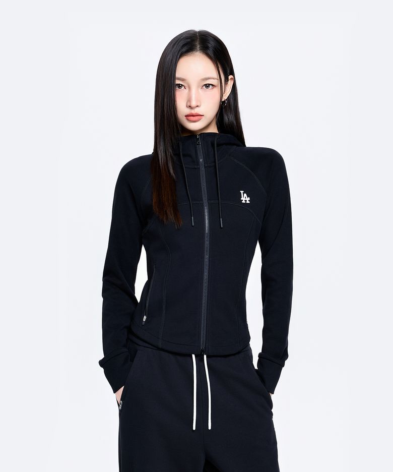 여성 베이직 스포티브 절개 후드집업 LA (Black)