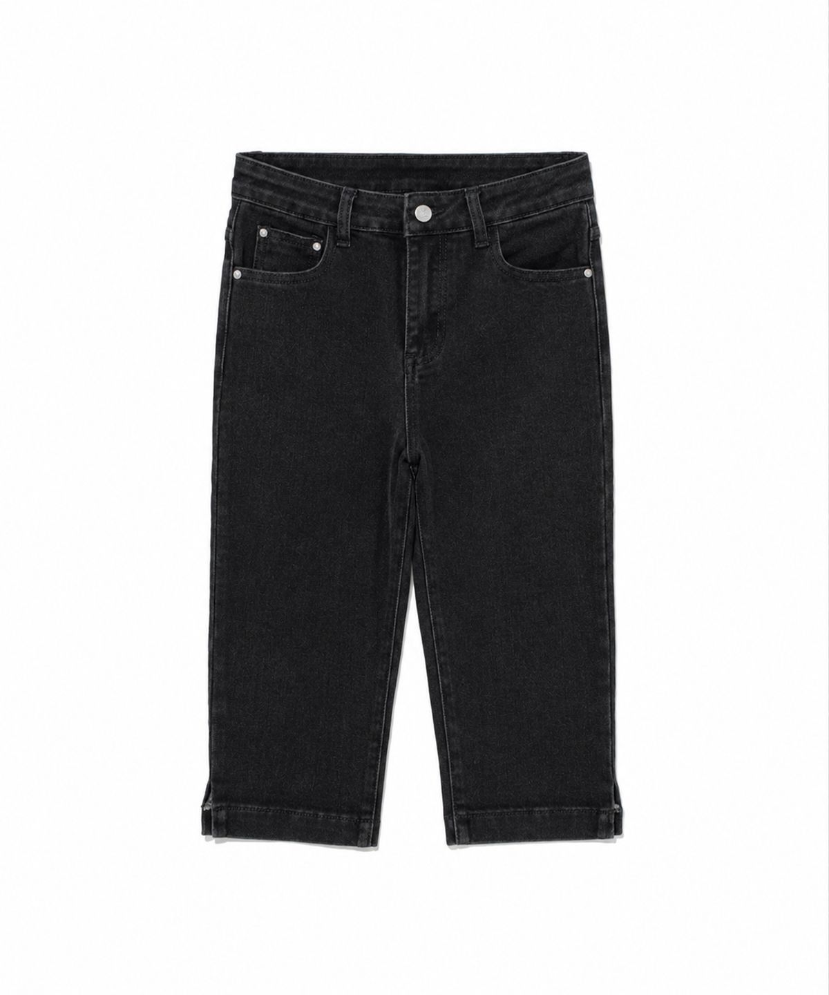 모아(MOAA) Slim Slit Denim Capri Pants (BLACK)