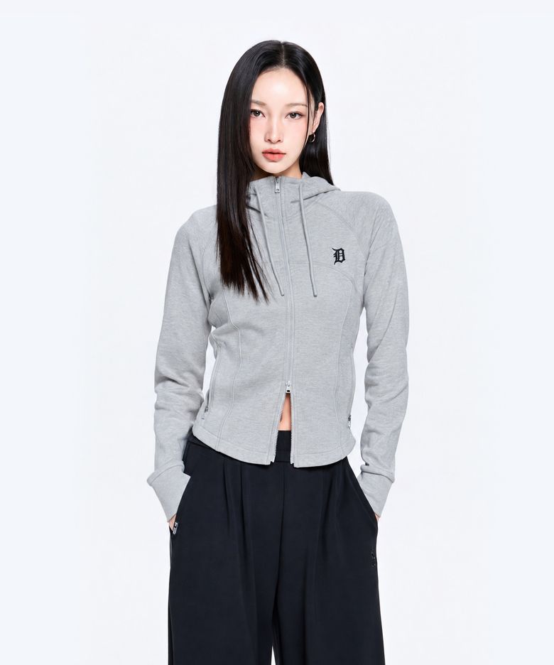 여성 베이직 스포티브 절개 후드집업 DET (Melange Grey)