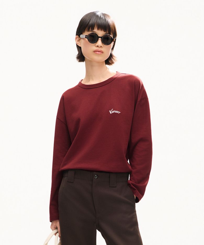 여성 에펠 타워 디자인 롱 슬리브 티셔츠_K266AWTE03RDX