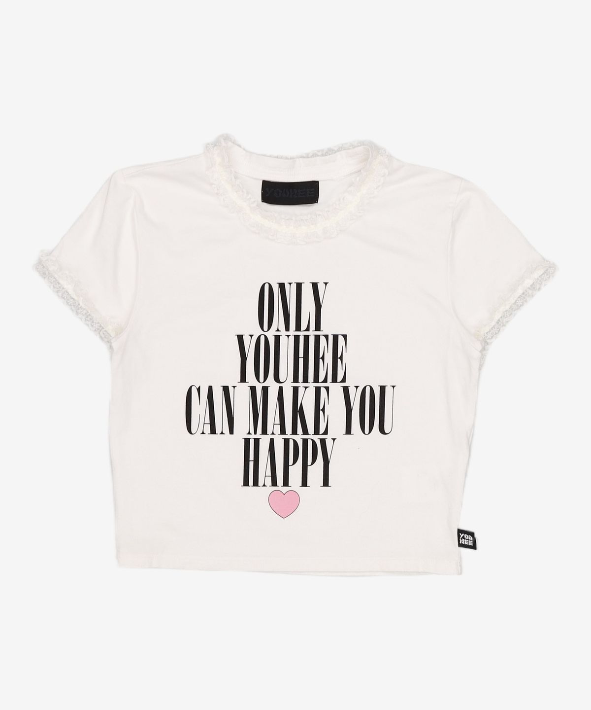 유희(YOUHEE) LACE LETTERING BABY T-SHIRTS WHITE FREE