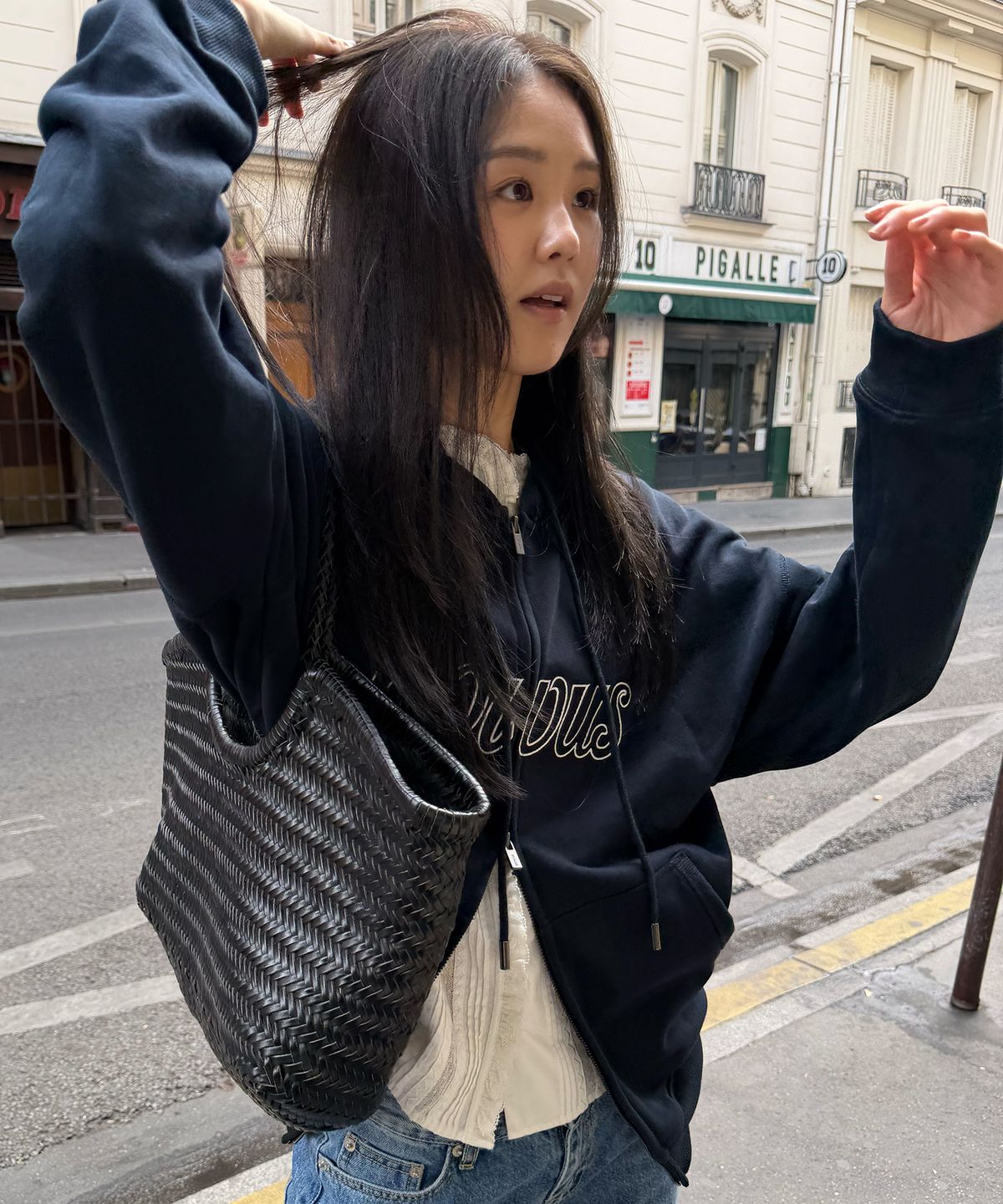 호와스(HOWUS) AUTUMN DRIVE LOGO HOOD ZIP-UP (NAVY)