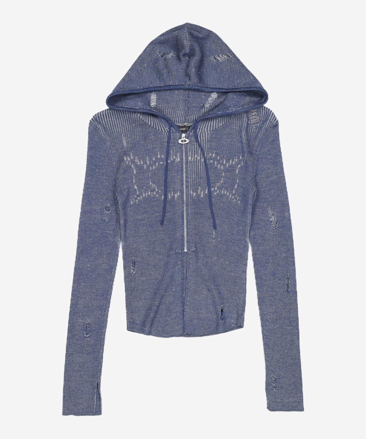 크리틱(CRITIC) WORMHOLE HOODIED KNIT(FOR WOMEN) BLUE FREE