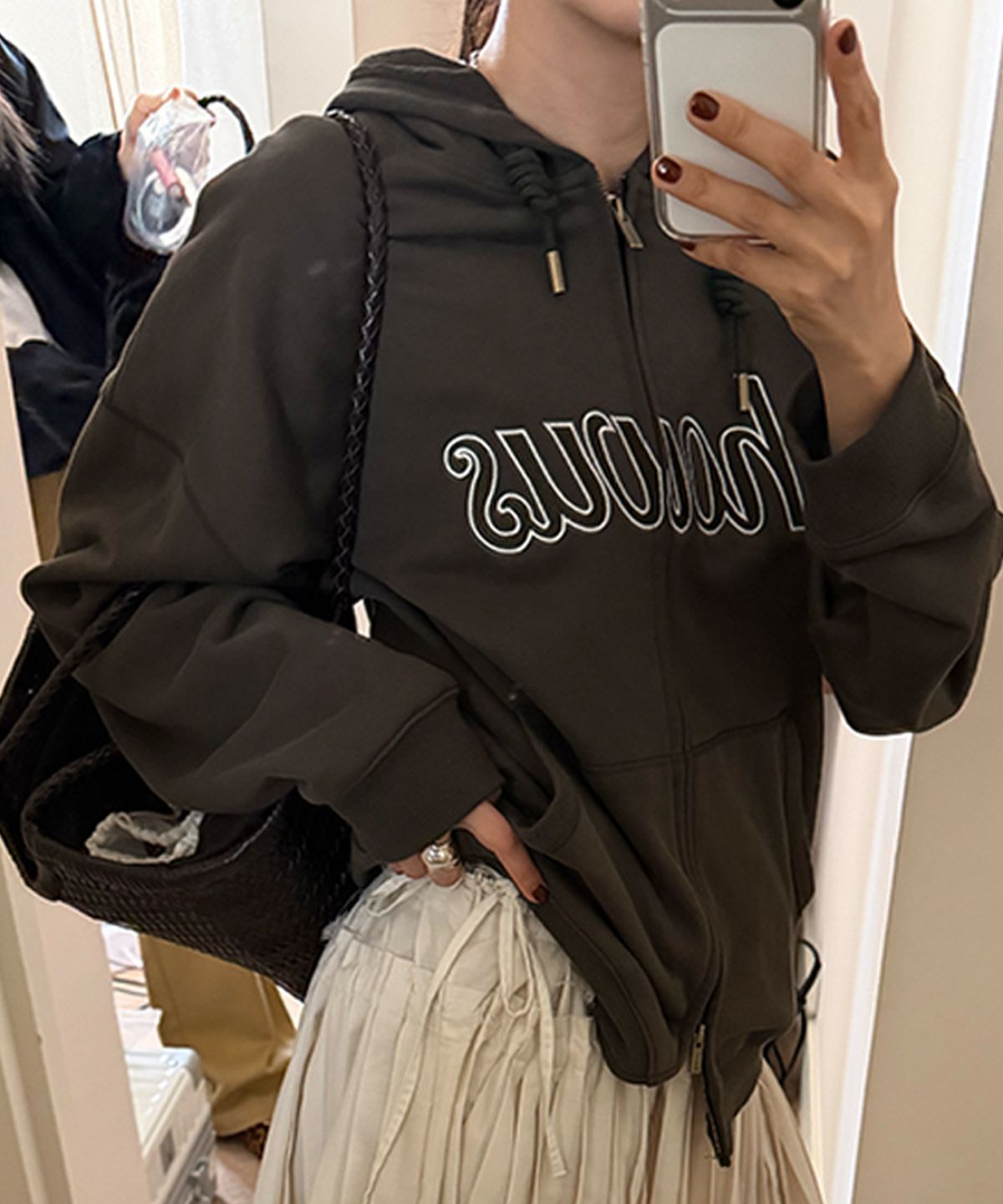 호와스(HOWUS) AUTUMN DRIVE LOGO HOOD ZIP-UP (KHAKI)