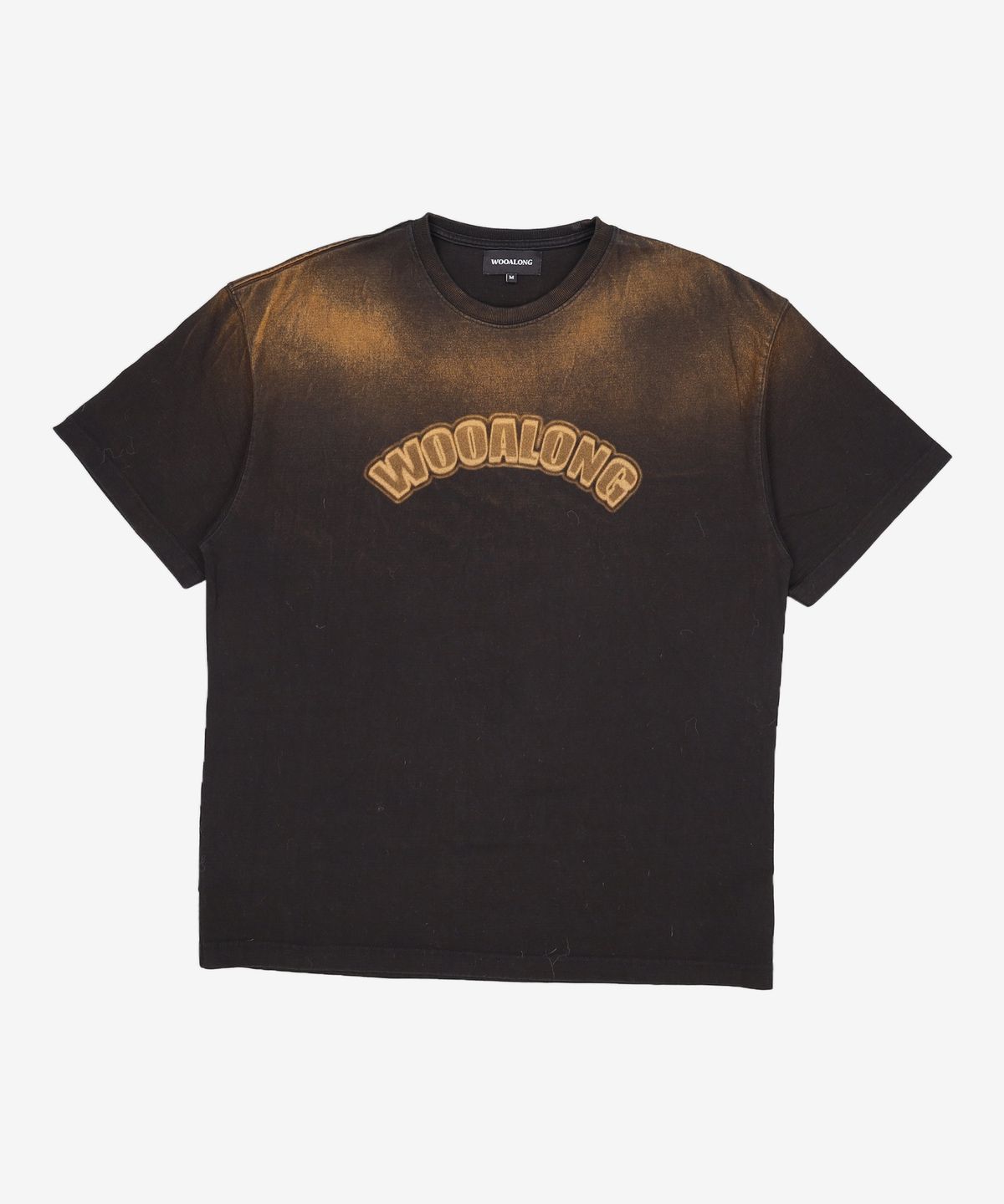 우알롱(WOOALONG) Lettering graphic vintage washing T-shirts - BLACK M