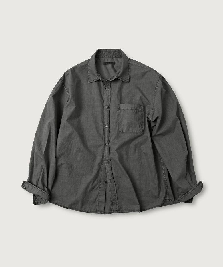 워시드 세미 크롭 피그먼트 셔츠_Charcoal
