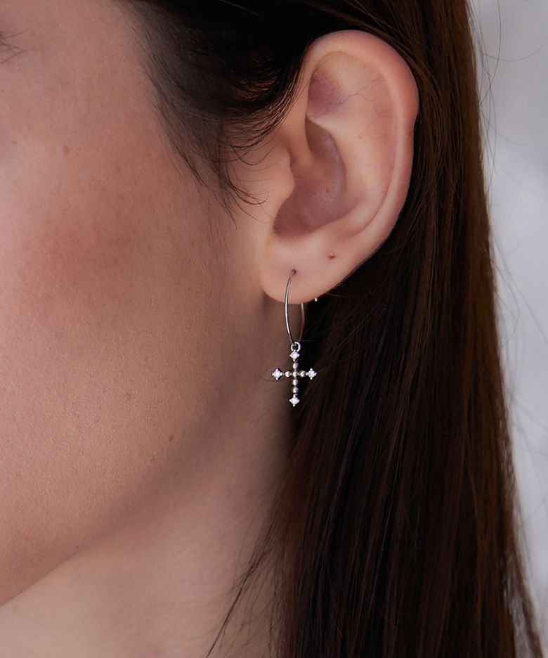 Twinkle cross hoop earring