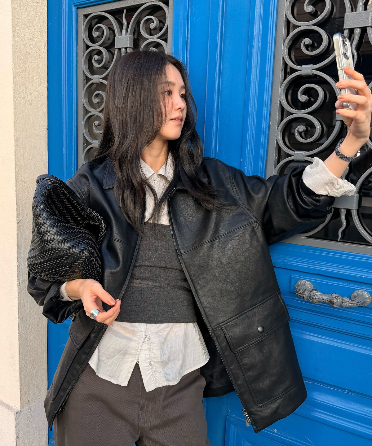 호와스(HOWUS) MINIMAL LEATHER JACKET (BLACK)