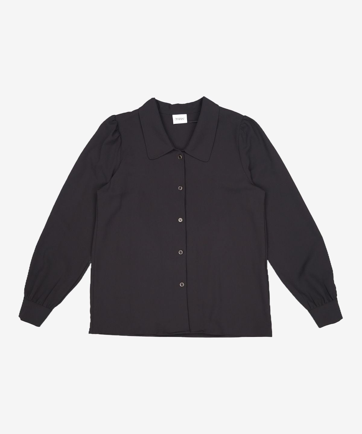 엽페(YUPPE) ROUND SHIRRING SHIRT_BLACK FREE