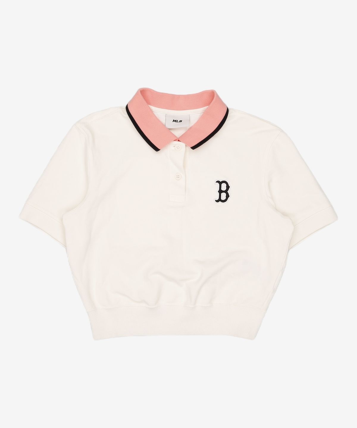엠엘비(MLB) 여성 배색 크롭 카라 티셔츠 BOS (Ivory) XS