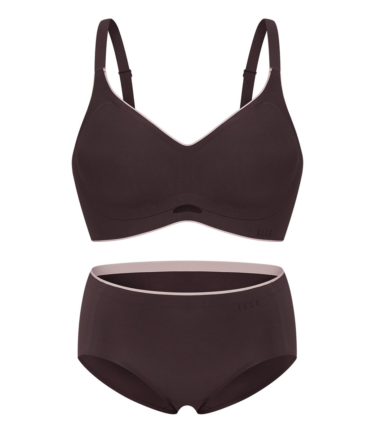 엘르이너웨어(ELLE INNERWEAR) 에어홀 톤온톤 퓨징 브라 팬티 세트 - 딥퍼플
