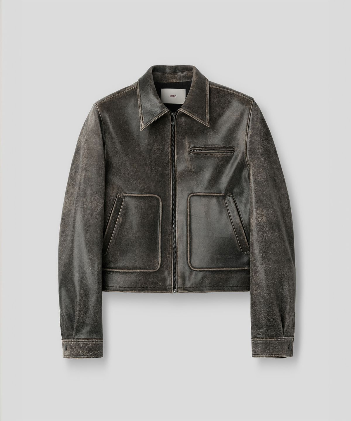 엠엠아이씨(MMIC) AGED LEATHER JACKET (DEEP BROWN)
