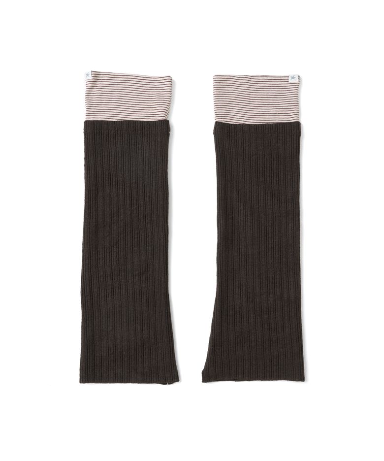 TCM stripe layered leg warmer (brown)