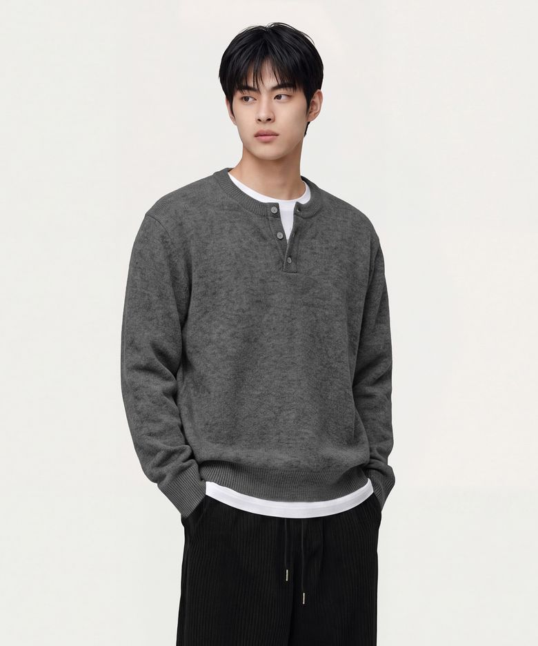 데일리 헨리넥 니트 [그레이]
