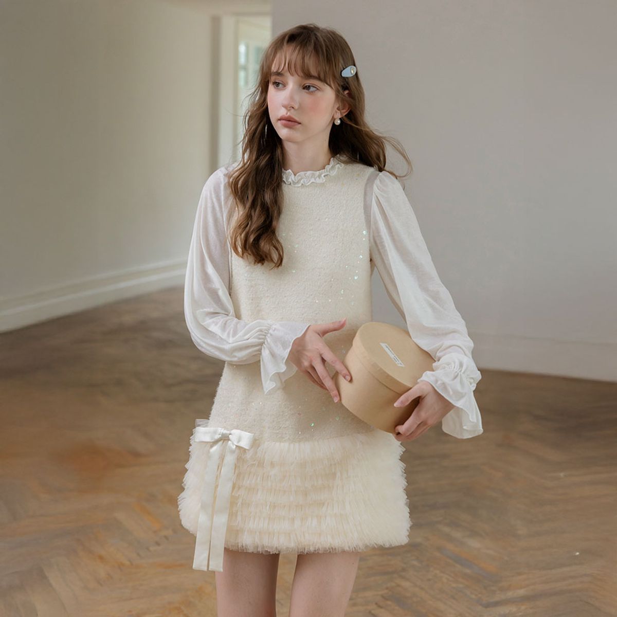 쎄무아듀(CEST MOIDEW) Cest_Glitter fleck fuzzy mini dress