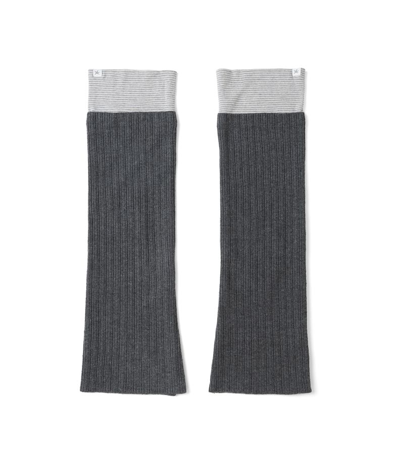 TCM stripe layered leg warmer (charcoal)