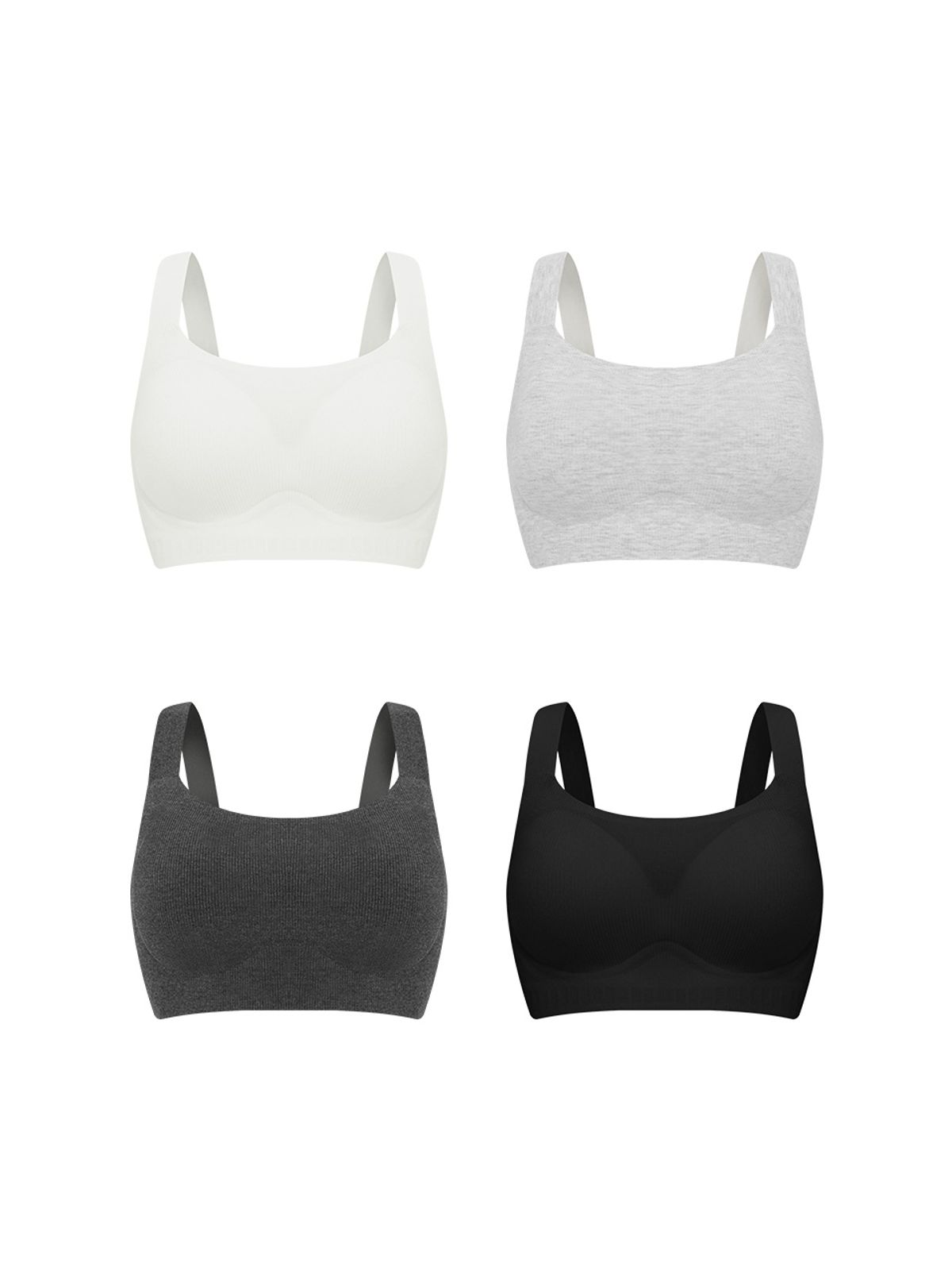 엘르이너웨어(ELLE INNERWEAR) 에센셜 후크리스 골지 브라탑 - 4Colors