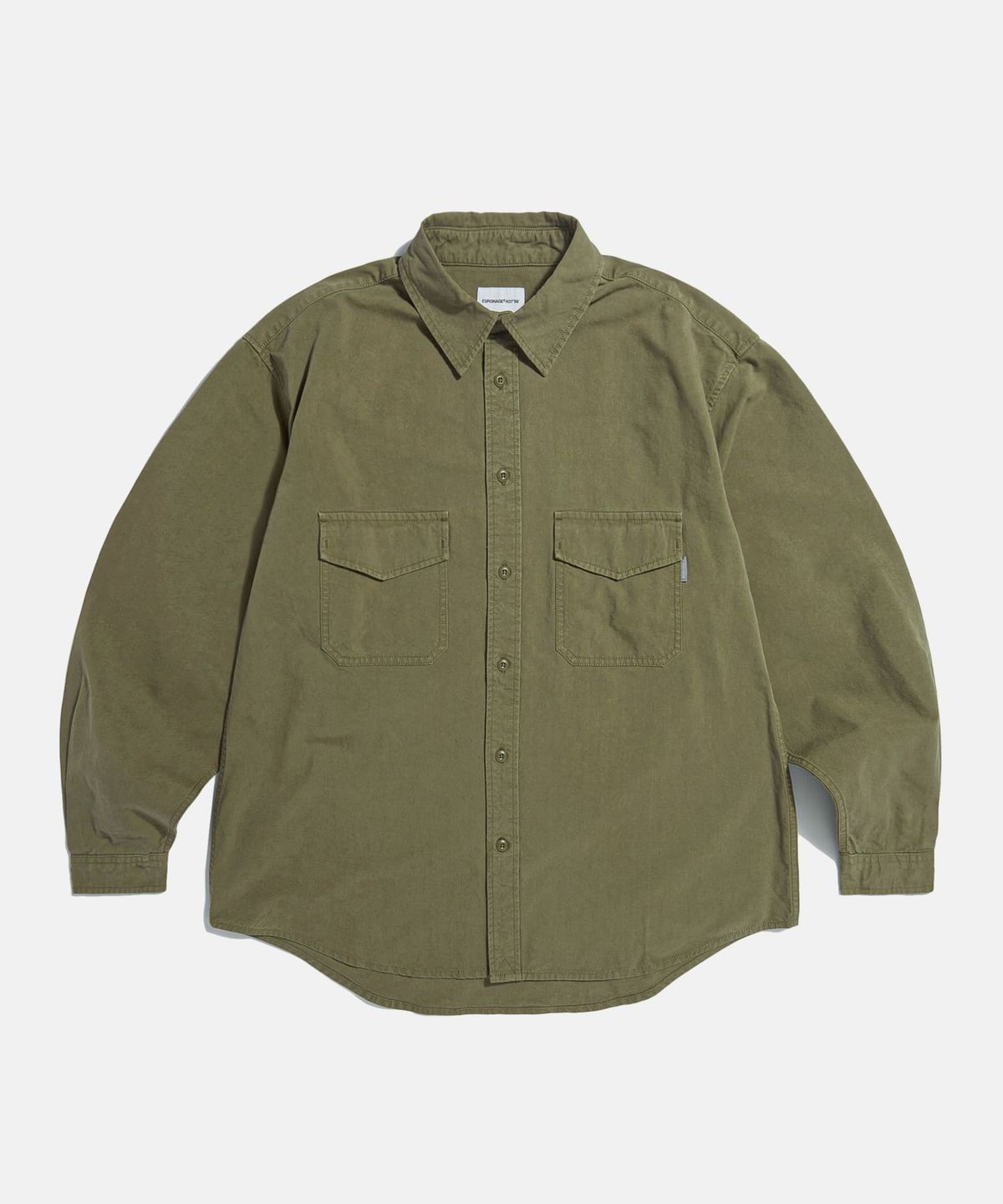 에스피오나지(ESPIONAGE) Washed 2 Pocket Shirt Olive Khaki