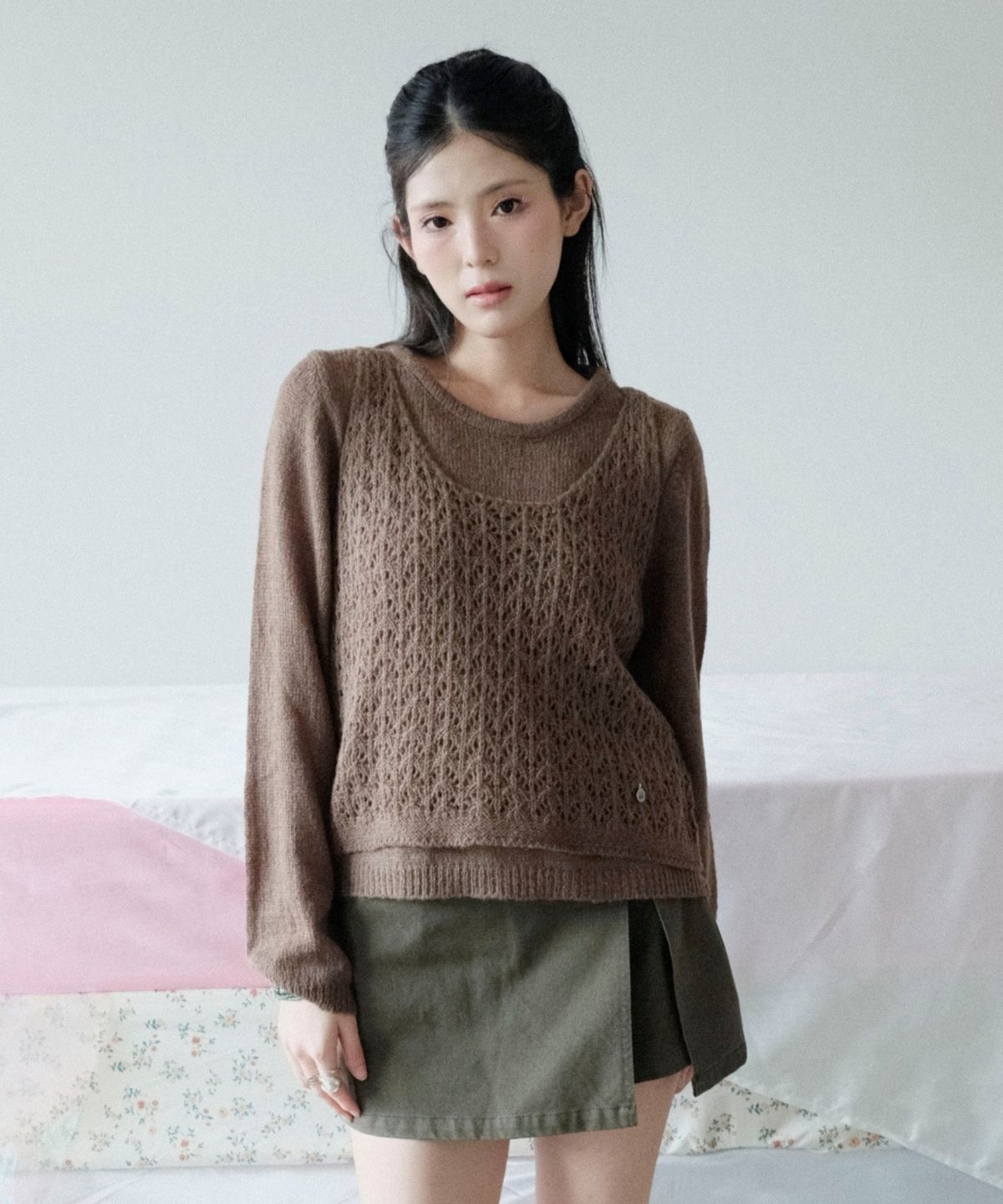 쿨키튼(KOOLKITTEN) Openwork Vest Layered Knit Set 3colors