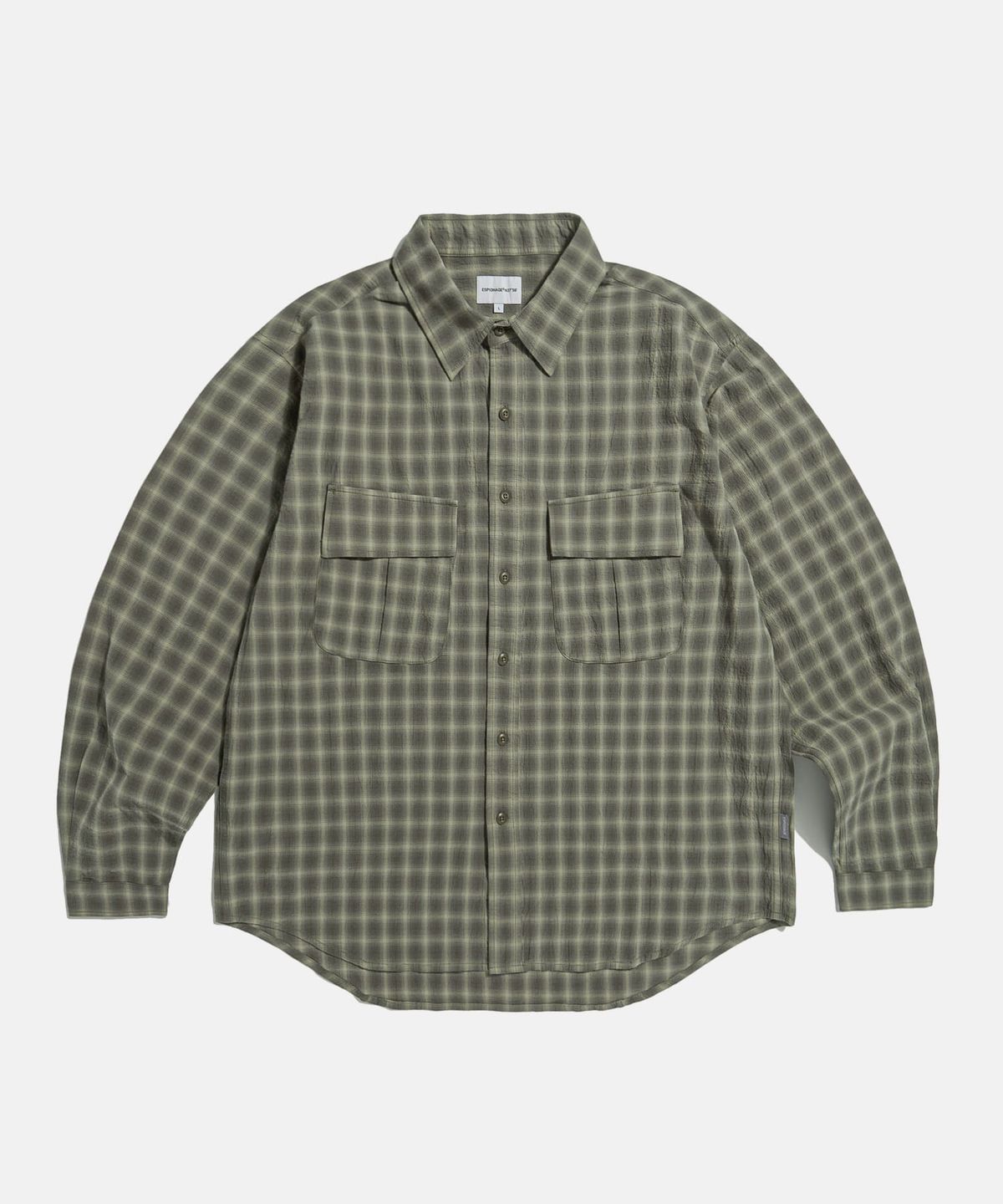 에스피오나지(ESPIONAGE) Checked Jungle Fatigue Shirt Dark Grey
