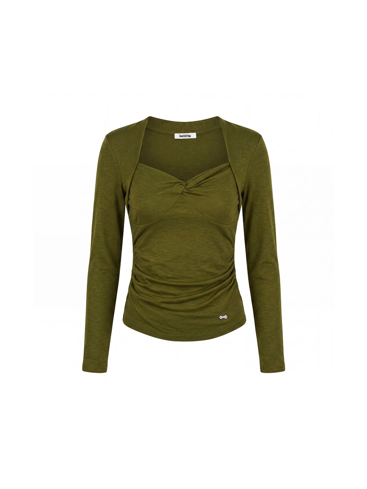 쿨키튼(KOOLKITTEN) Draped Ruched Wrap Top 4colors