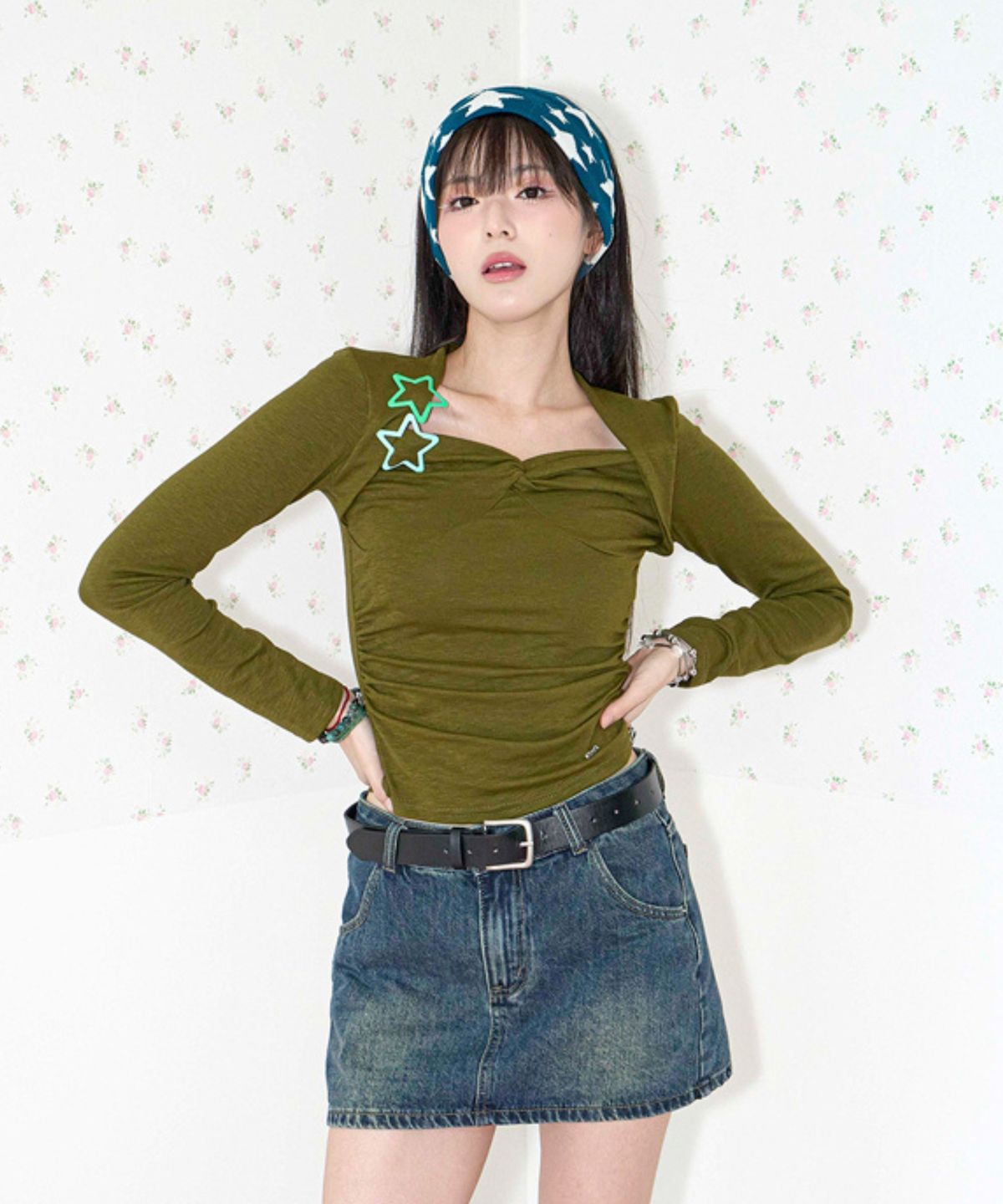 쿨키튼(KOOLKITTEN) Draped Ruched Wrap Top 4colors