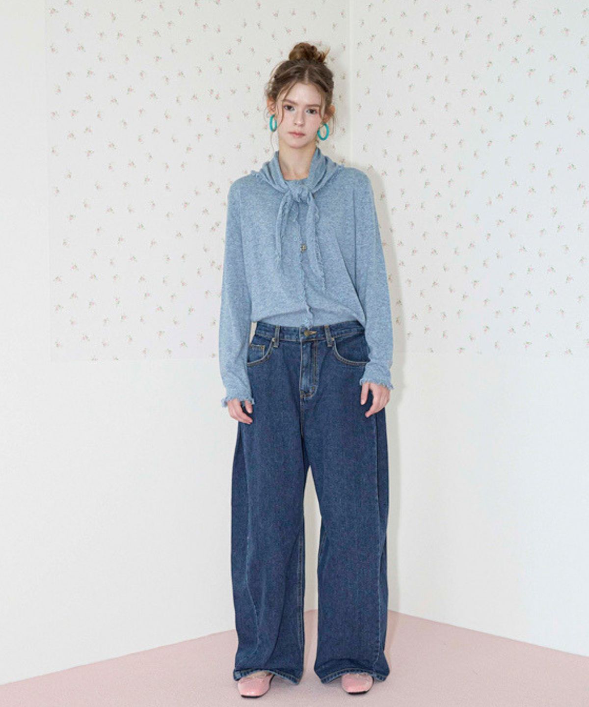 쿨키튼(KOOLKITTEN) Side Pleat Curved Denim Jeans 2colors
