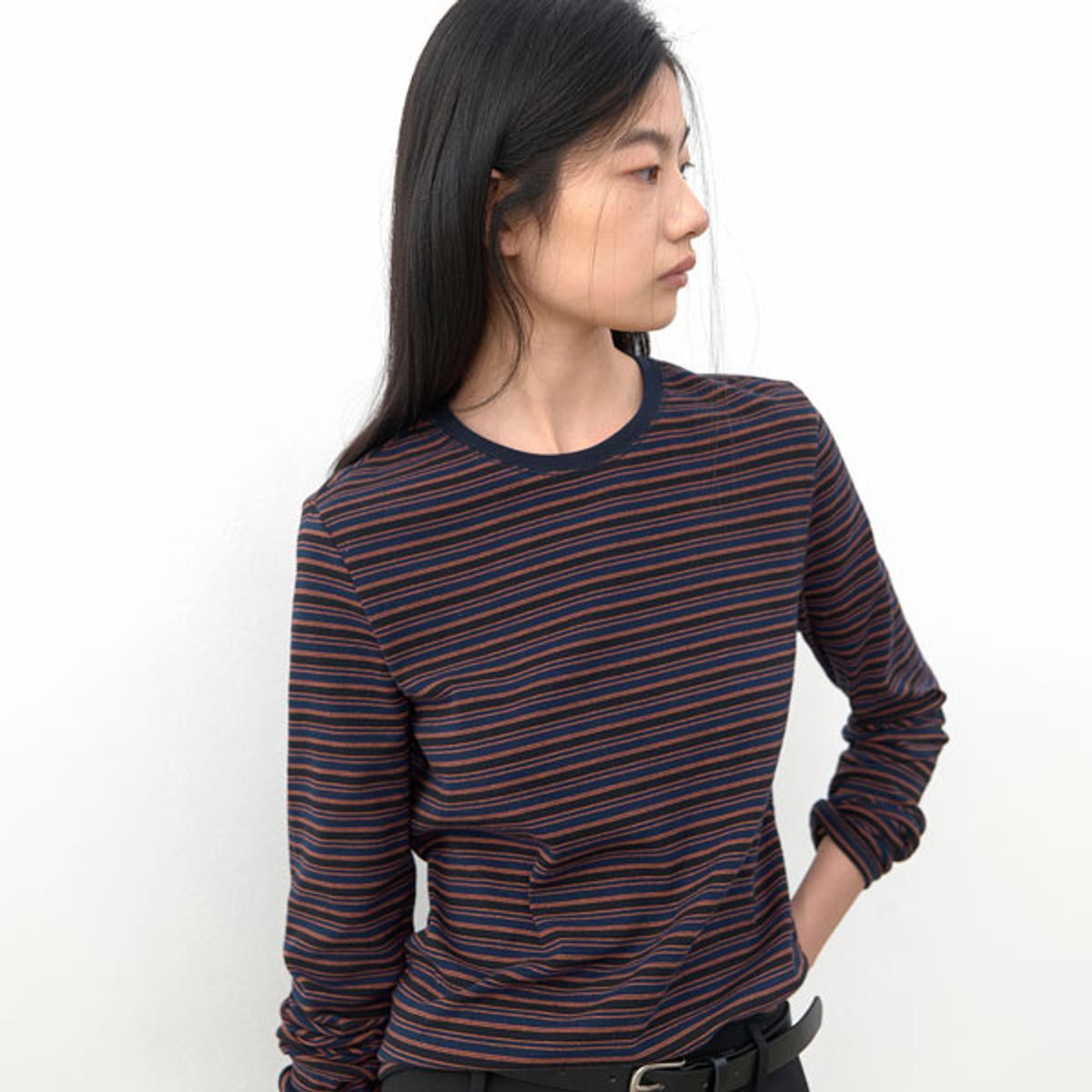 아틀리에 나인(ATELIER NAIN) (T-7357)PIN STRIPE STANDARD SLIM TEE