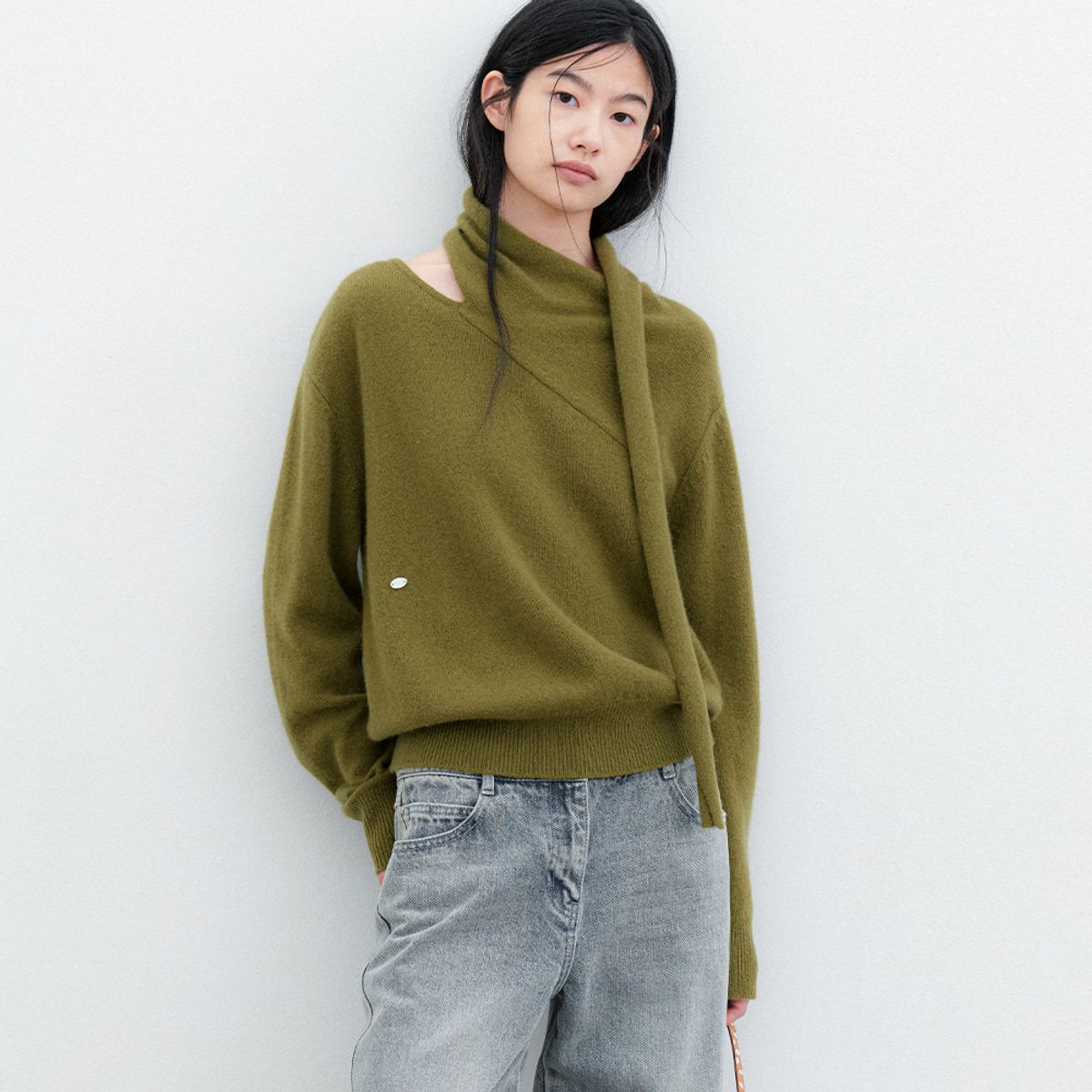 아틀리에 나인(ATELIER NAIN) (T-7318)YAK BLENEDE MUFFLER KNIT