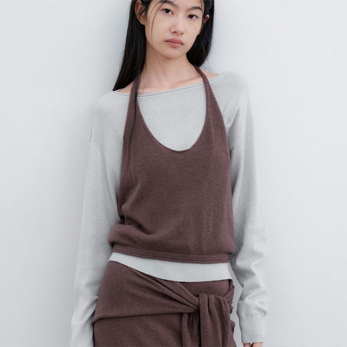 아틀리에 나인(ATELIER NAIN) (T-7292)COLOR POINT HALTER VEST&TOP SET UP S