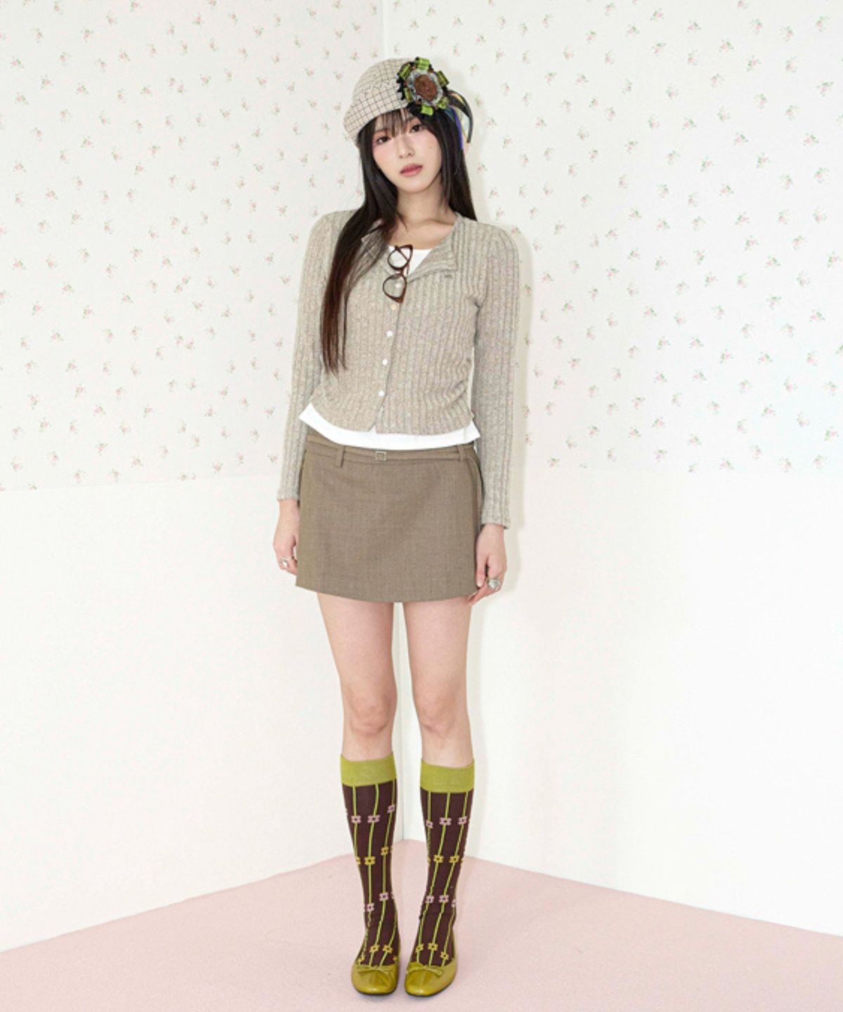 쿨키튼(KOOLKITTEN) Side Slit Belted Mini Skirt 2colors