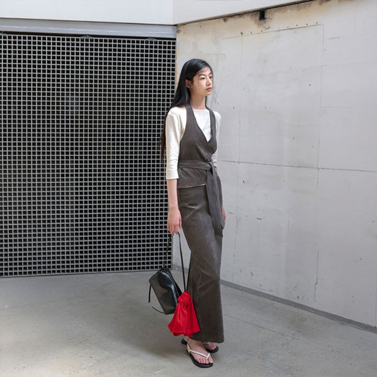 아틀리에 나인(ATELIER NAIN) (SK-5114)HAVN SET-UP VELVET MAXI SKIRT