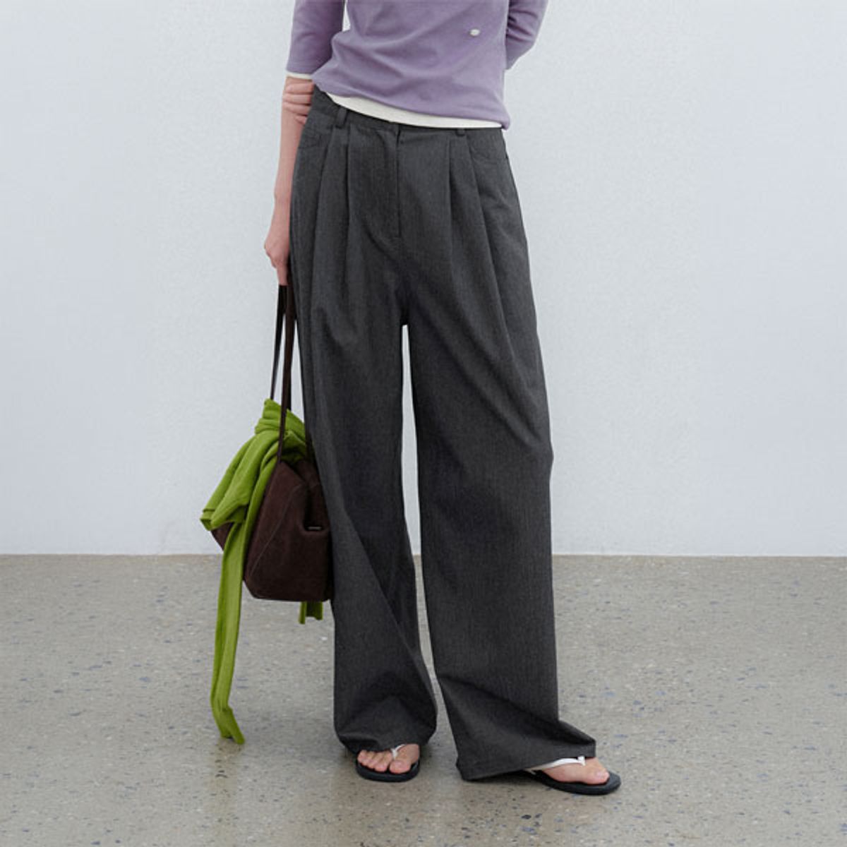 아틀리에 나인(ATELIER NAIN) (PT-5827)CREASE TWO TUCK WIDE PANTS