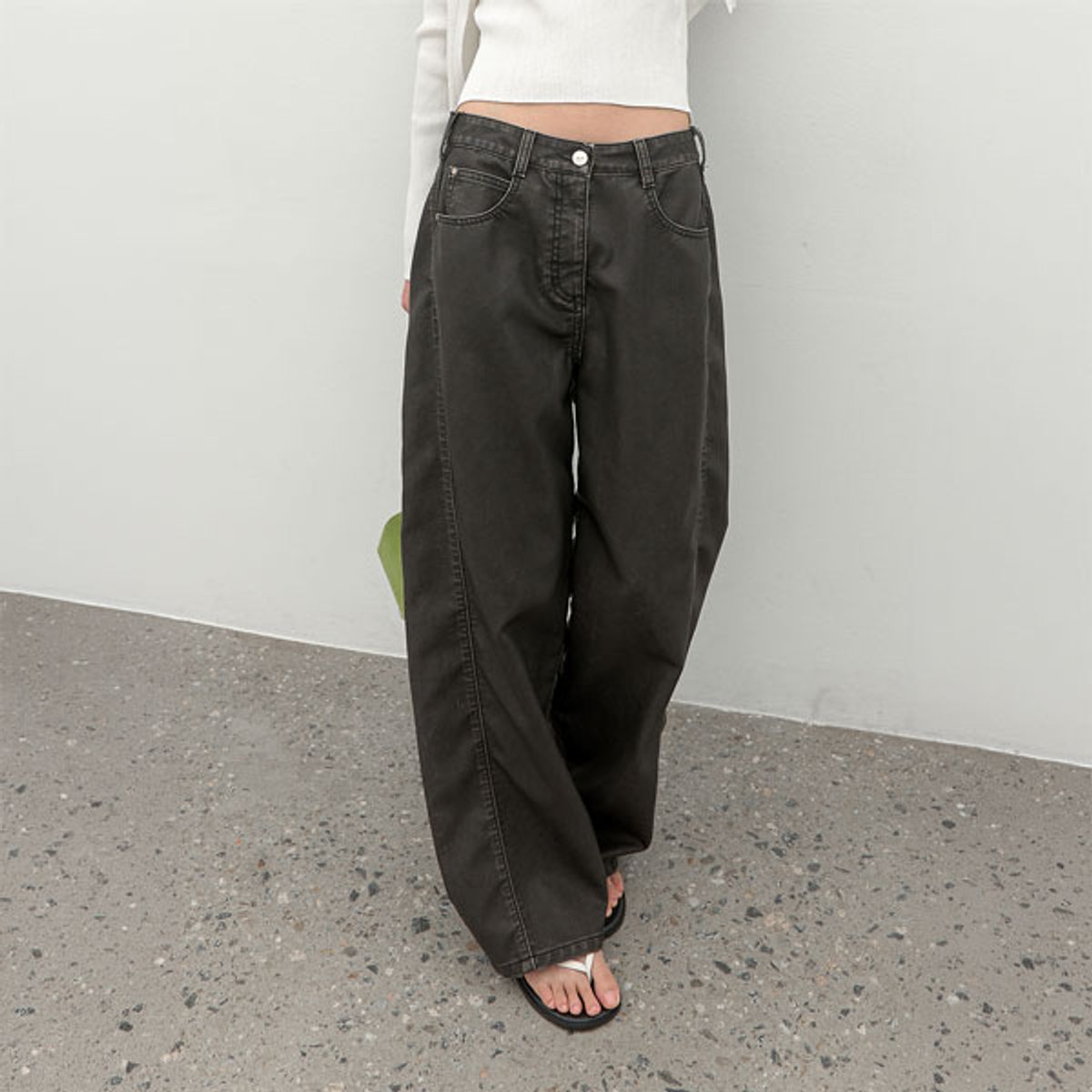 아틀리에 나인(ATELIER NAIN) (PT-5821)VINTAGE WASHED LEATHER CURVED PANTS
