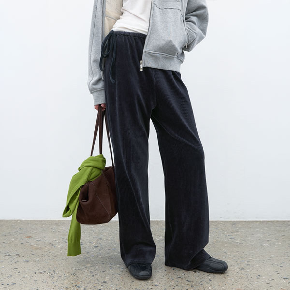 아틀리에 나인(ATELIER NAIN) (PT-5803)WARM RIBBED JERSEY BANDING BOOTCUT PANTS
