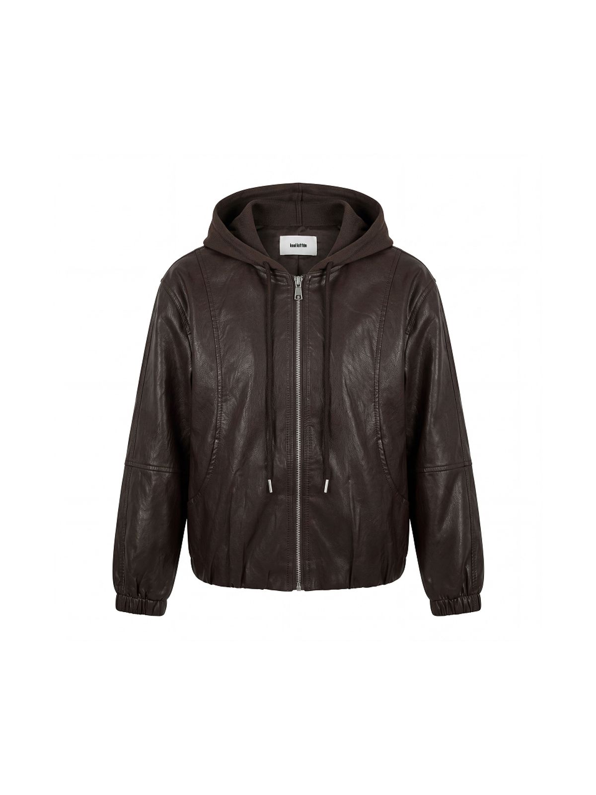 쿨키튼(KOOLKITTEN) Hooded Leather Zip-Up Jacket 2colors