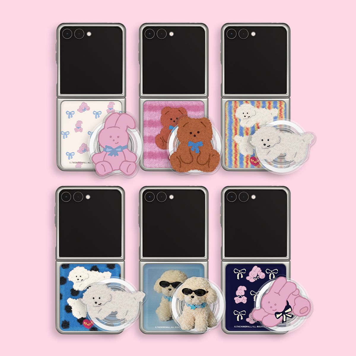더나인몰(THE NINEMALL) [set] 보송보송 캐릭터 컬렉션 z플립 실버 범퍼케이스+톡 맥세이프 선택