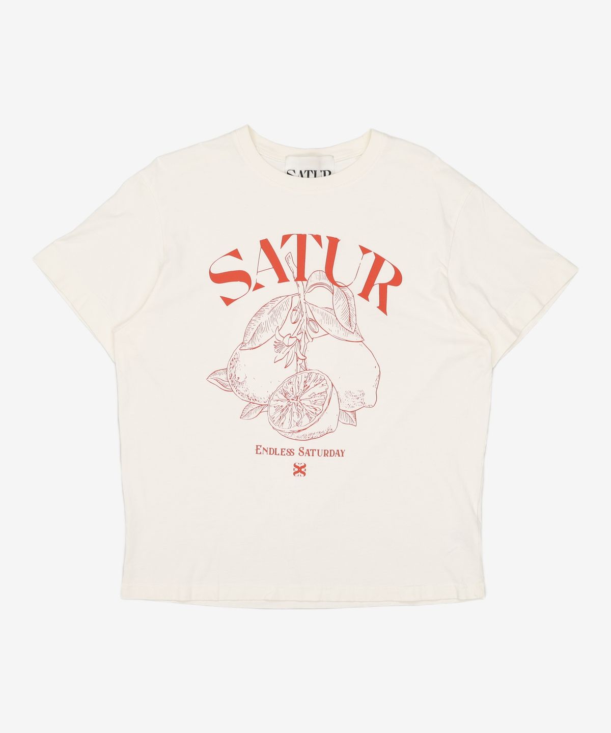 세터(SATUR) (W) 카프리 시트론 드로잉 썸머 그래픽 반팔 티셔츠 크림 오렌지 M