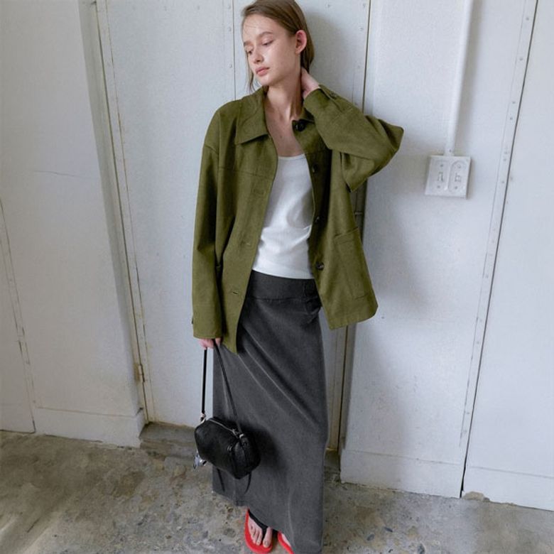 (JK-3075)SUEDE SET-UP CLASSIC HALF JACKET